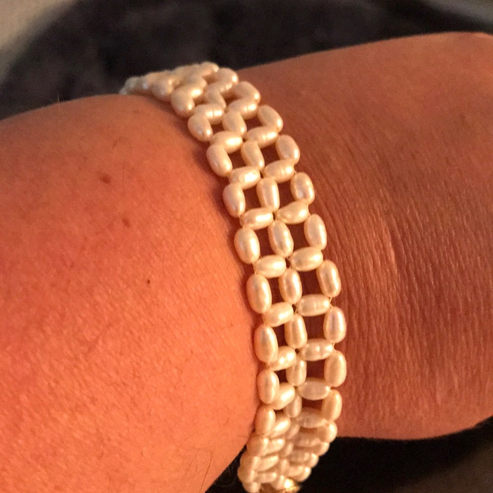 Freshwater pearl “checkerboard” bracelet